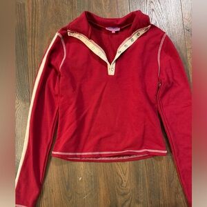 Edikted- vintage inspired y2k Red long sleeve with White stripe